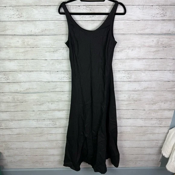 Madewell Scoopneck Sleeveless Midi Dress in 100% Linen Black Size 6 - Picture 7 of 9